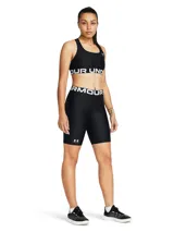 Calzas cortas deportivas Under Armour HeatGear Authentics de color negro, con cintura elástica ancha con logotipo visible y logo de la marca en la pierna. Confeccionadas en tejido elástico de secado rápido.