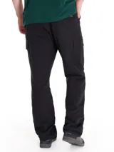 Pantalon cargo de corte recto, color negro, con bolsillos laterales tipo cargo con solapa y bolsillos traseros. Cuenta con cierre de cremallera y etiqueta de la marca en el bolsillo posterior.