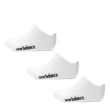 Pack de tres pares de medias invisibles New Balance, color blanco, con logo de la marca estampado en negro en el lateral.