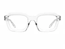 Lentes blueblocker Nayah Minor con armazón cuadrado transparente y protección contra luz azul y rayos UV400.
