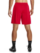 Short deportivo Under Armour modelo Golazo 3.0, color rojo, confeccionado en tejido UA Tech™ ligero y de secado rápido. Presenta cintura elástica con cordón interno, bajo con abertura lateral y logo de la marca estampado en blanco en la pierna izquierda.