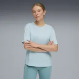 Remera deportiva Puma de corte relajado, color verde agua, con cuello redondo y logo de la marca bordado en el centro del pecho.