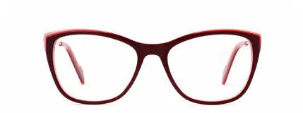 Anteojos de acetato color borgoña con forma de ojo de gato.