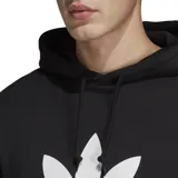 Canguro negro Adidas con capucha y logo Trefoil blanco estampado en el pecho.