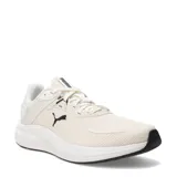 Championes de running Puma Skyrocket Lite 2, color beige con detalles en negro. Presentan un diseño de malla transpirable, cierre con cordones y suela de goma con amortiguación.
