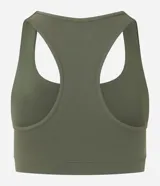 Top deportivo Get Over de diseño nadador, color verde militar, confeccionado en poliamida con textura acanalada y escote redondo.