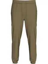 Pantalón de jogging color verde oliva, con cintura elástica ajustable con cordón, puños elásticos y bolsillos laterales.