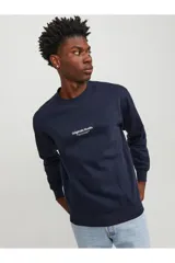 Buzo azul marino de manga larga y cuello redondo, con logo 'Originals Studio' estampado en el pecho.