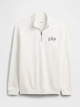 Buzo deportivo de hombre marca Gap, color blanco, con cuello alto y cierre frontal parcial. Presenta el logo de la marca bordado en el pecho.