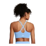 Top deportivo Under Armour color celeste con logo en el frente, de breteles finos y espalda deportiva. Ideal para actividades de bajo impacto.