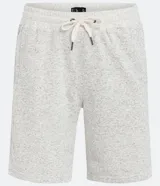 Bermuda deportiva negra con cintura elástica ajustable con cordón, bolsillos laterales y corte a la rodilla.