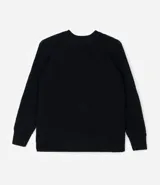 Cardigan de punto negro con textura acanalada, cierre frontal con botones, cuello redondo y mangas largas con puños ajustados.