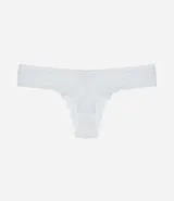 Bombacha de bikini tipo bikini, color rosado, confeccionada en encaje floral con terminación de encaje festoneado en los bordes.