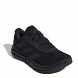 Championes de running Adidas modelo Galaxy 7, color negro. Presentan un diseño de malla transpirable con las icónicas tres tiras laterales y tecnología de amortiguación Cloudfoam en la mediasuela para mayor confort.