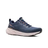 Championes deportivos Skechers Relaxed Fit: Edgeride - EXXO color azul marino con detalles en naranja y suela blanca. Fabricados con materiales reciclados y veganos, con plantilla Skechers Air-Cooled Memory Foam y suela de tracción flexible.