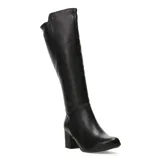Bota de caña alta marca Bottero, confeccionada en cuero negro con acabado texturizado. Presenta un diseño de silueta estilizada con taco cuadrado de altura media y punta redondeada.