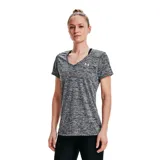 Remera deportiva Under Armour Tech Twist V-Neck color celeste jaspeado, de corte holgado, manga corta y cuello en V.