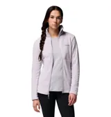 Polar Columbia Basin Trail III Full Zip para mujer, color lila pálido (Lavender Pearl), con cierre frontal completo y bolsillos laterales con cierre.