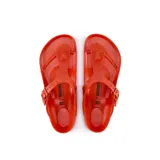 Sandalias Birkenstock modelo Gizeh, color naranja, fabricadas en material EVA, con tira entre los dedos y hebilla ajustable.