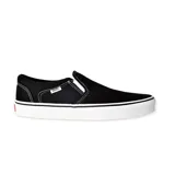 Zapatillas Vans Asher negras, sin cordones, con elástico en los laterales y suela blanca.