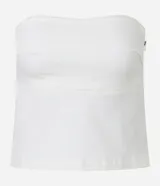 Top strapless color crema, de sarga de algodón y elastano, con cierre lateral de cremallera.