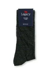 Medias Legacy para hombre, de color verde oscuro con rayas horizontales en tonos grises. Talle 38-45.