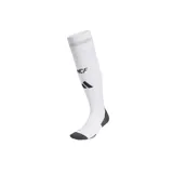 Medias de fútbol Adidas del Real Madrid, parte de la primera equipación del club. Diseño blanco con detalles en negro, refuerzos en el arco plantar y tobillo, tecnología AEROREADY y acolchado en la planta.