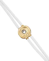 Pulsera de cuero doble color blanco con dije central dorado en forma de ojo con cristal.