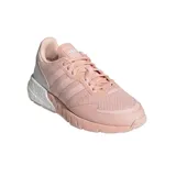 Championes Adidas ZX 1K Boost para mujer, color rosa con detalles en blanco.