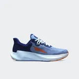 Championes de running Altra Provision 8, color celeste con detalles en azul marino y naranja.