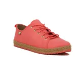 Zapatillas acordonadas Moleca modelo Gacela, color salmón con suela trenzada color beige.