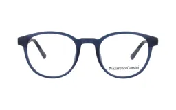 Lentes Nazareno Corsini modelo 0145/50 con armazón azul oscuro de diseño redondeado.