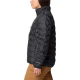 Campera puffer Columbia modelo Delta Ridge II Jacket Heat Seal, color negro con diseño de chevron termosellado, cuello alto, cierre frontal y bolsillos laterales con cierre. Incluye la tecnología Omni-Heat reflectante y aislamiento de plumón.