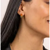 Aros de plata 925 bañada en oro de 18k con piedra rectangular de jade naranja.