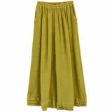 Pantalón wide leg de color verde, con cintura elástica fruncida y bolsillos laterales. Confeccionado con textura ligera y caída amplia.