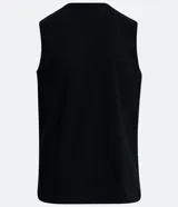 Musculosa básica para hombre de corte recto y cuello redondo, confeccionada en tejido de algodón. Presenta un diseño liso con un pequeño tag decorativo en el bajo.