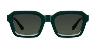 Lentes de sol cuadrados de policarbonato francés color verde oscuro, con lentes polarizadas japonesas color verde oscuro, con protección UV 400.