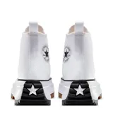 Zapatillas Converse Run Star Hike de caña alta, color blanco, con plataforma y suela dentada en marrón y negro.