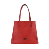 Bolso tipo tote marca Terrano, color rojo, confeccionado en material símil cuero con textura granulada. Cuenta con doble asa de hombro, cierre magnético y placa metálica con logo en la parte frontal.