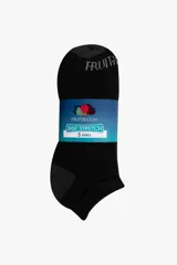 Pack de cinco pares de medias cortas afelpadas, color negro con talón y puntera gris.