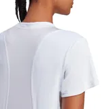 Remera deportiva Adidas Run It para mujer, color blanco con logo gris en el pecho.