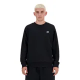 Buzo negro de algodón y poliéster con cuello redondo, mangas largas y logo de New Balance bordado en blanco en el pecho.