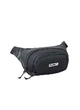 Riñonera Rip Curl modelo Waist Bag Icon, de color negro con cierre frontal y etiqueta con el logotipo de la marca.