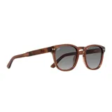 Lentes de sol Indie modelo Palm, con marco color sepia y lentes grises degradé polarizadas.