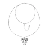 Collar largo plateado con dije de alas de ángel.