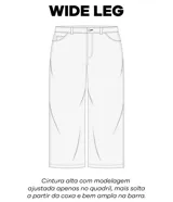 Pantalón vaquero de corte wide leg, tiro medio y pernera ancha, con bolsillos laterales y traseros, confeccionado en tejido denim de algodón.