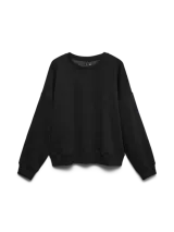 Buzo de cuello redondo y mangas largas, con calce regular y diseño minimalista. Confeccionado en felpa suave, presenta puños y ruedo acanalados.