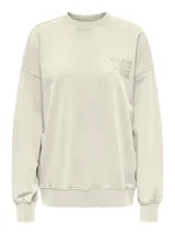 Buzo oversize de cuello redondo con hombros caídos y mangas largas. Presenta un diseño de estampa minimalista en el pecho y acabado con efecto lavado.