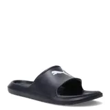 Sandalias tipo ojota Puma Divecat V2 Lite, color azul marino con el logo de la marca estampado en blanco en la banda superior.