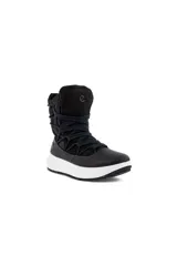 Bota de invierno Ecco Solice color negro, con cordones anchos y tecnología Gore-Tex.